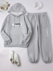 Women's Letter Graphic Hoodie & Joggers 2 Piece Set