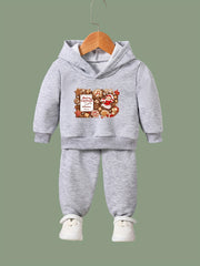 Girls 2pc Cartoon Hooded Sweatshirt and Sweatpants Set