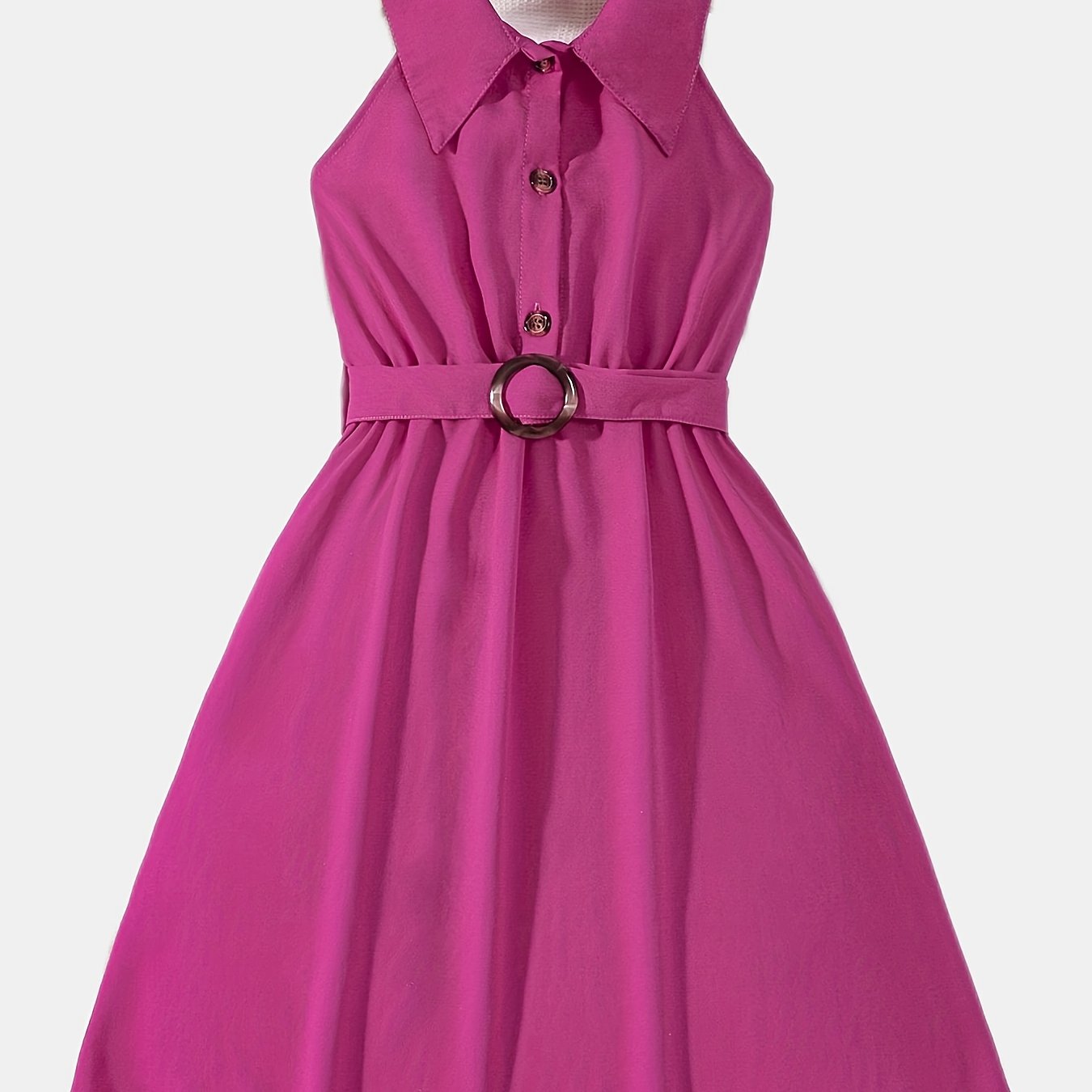 Girls Halter Neck Backless Dress With Belt For Party Vacation