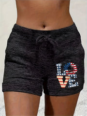 Love Print Drawstring Shorts for Women