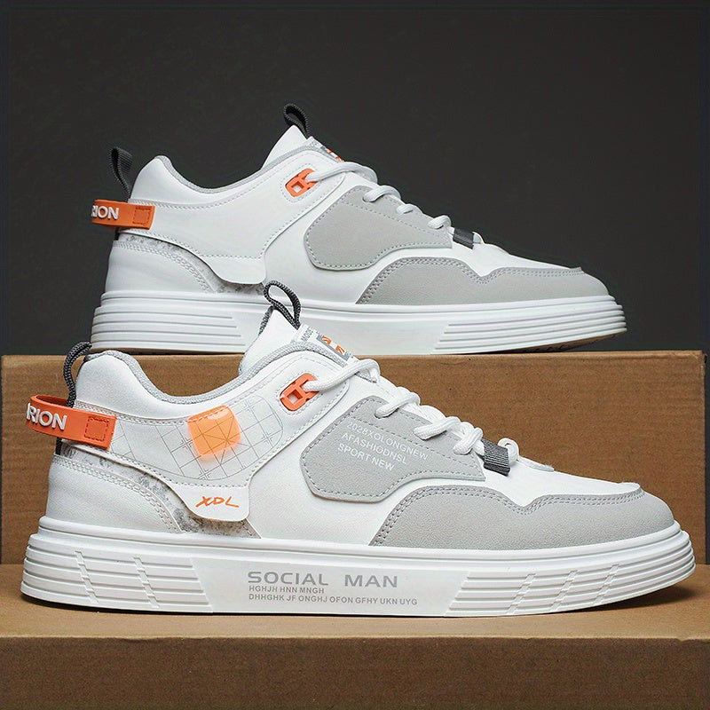 Men's Block Lace Up Skate Shoes Lightweight Comfy Non slip Sneakers