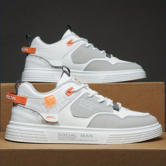 Men's Block Lace Up Skate Shoes Lightweight Comfy Non slip Sneakers