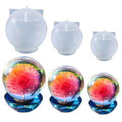 3Pcs 3D Sphere Resin Molds Seamless Ball Shapes Silicone Molds For Resin Casting