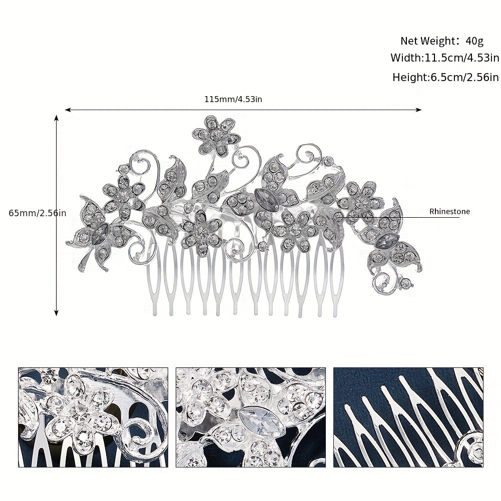 Rhinestone Crystal Hair Comb Leaf Insert Bridal Hair Accessories