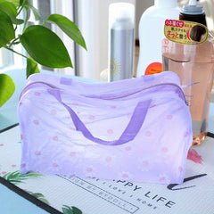 Floral Print Cosmetic Bag Lightweight Zipper Transparent Handbag