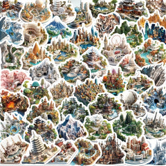 50pcs 3D Small World Graffiti Stickers Waterproof DIY Art Decoration