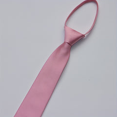Pink Macaron Zipper Neck Tie for Men 2 76Inch
