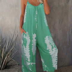 Tie Dye Wide Leg Jumpsuit Sleeveless Casual Loose Jumpsuit