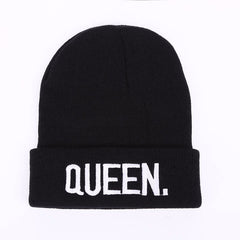 1pc KING QUEEN Thermal Knit Cap Beanie Hat