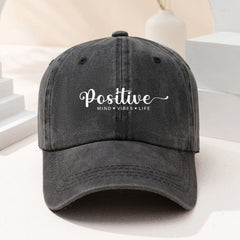 Positive Print Casual Baseball Cap Hat Candy Washed Couple Hat
