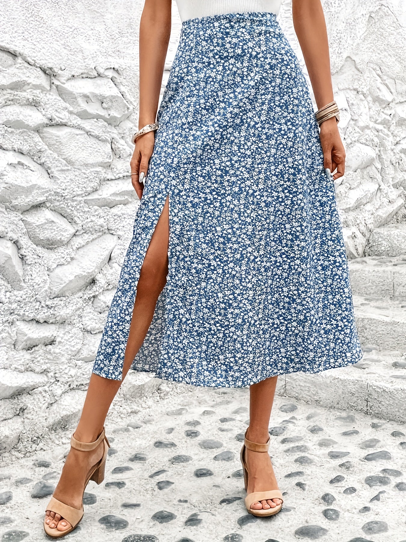 Boho Floral Print Maxi Skirt for Women