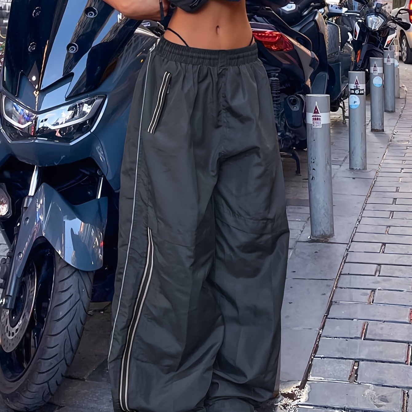 Women's Elastic Waist Casual Sports Pants Loose Fit Running Trousers