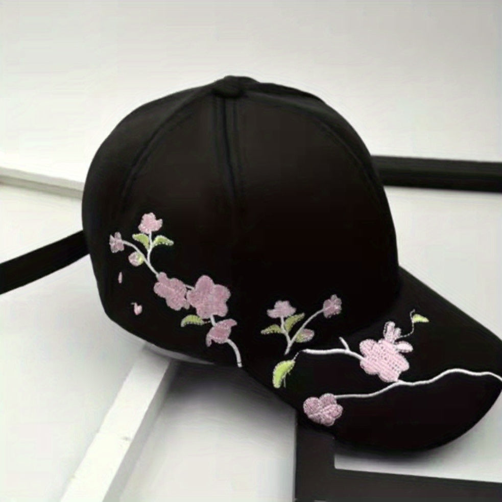 Vintage Embroidery Sun Hat Plum Baseball Cap Spring Duck Tongue Cap
