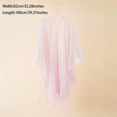 Street Spring Summer Solid Tassel Cardigan Shawl