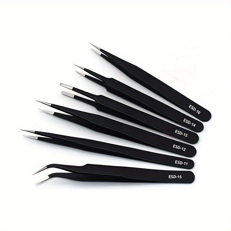 6pcs Stainless Steel Tweezers Multifunctional Tool For Model Making