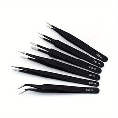 6pcs Stainless Steel Tweezers Multifunctional Tool For Model Making