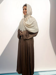 Casual Abaya Dress Women's Plus Solid Long Sleeve Round Neck