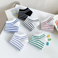 6 Pairs Striped Ankle Socks Women's Short Stockings & Hosiery