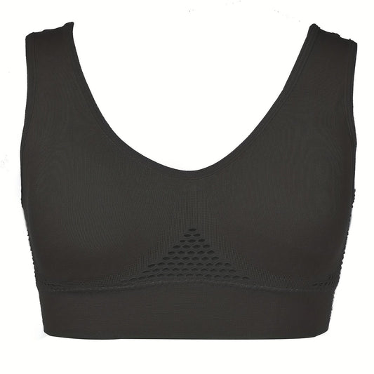 Fishnet Stitching Sports Bra Hollow Out Yoga Fitness Bra