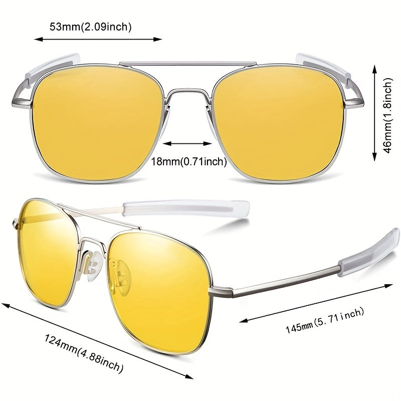 Men's Polarized Night Vision Driving Sunglasses Anti-glare Aviator Pilot