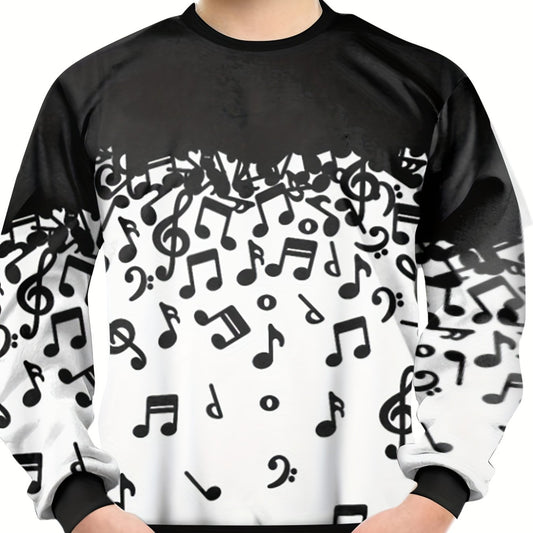Teens 3D Musical Notes Sweatshirt Casual Pullover Street Wear