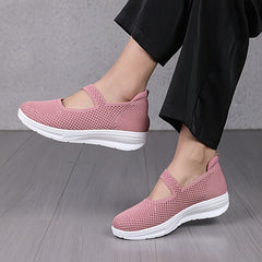 Women's Breathable Woven Sneakers Slip On Outdoor Shoes Low Top Walking Shoes