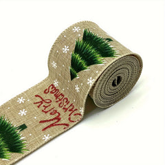 4 57M Christmas Ribbon Vintage Truck Wired Burlap Ribbon