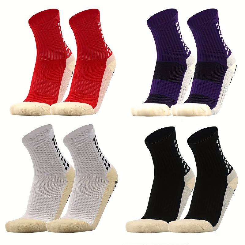 2 Pairs High Cotton Non-slip Football Socks