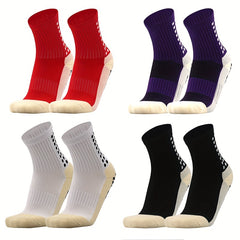 2 Pairs High Cotton Non-slip Football Socks