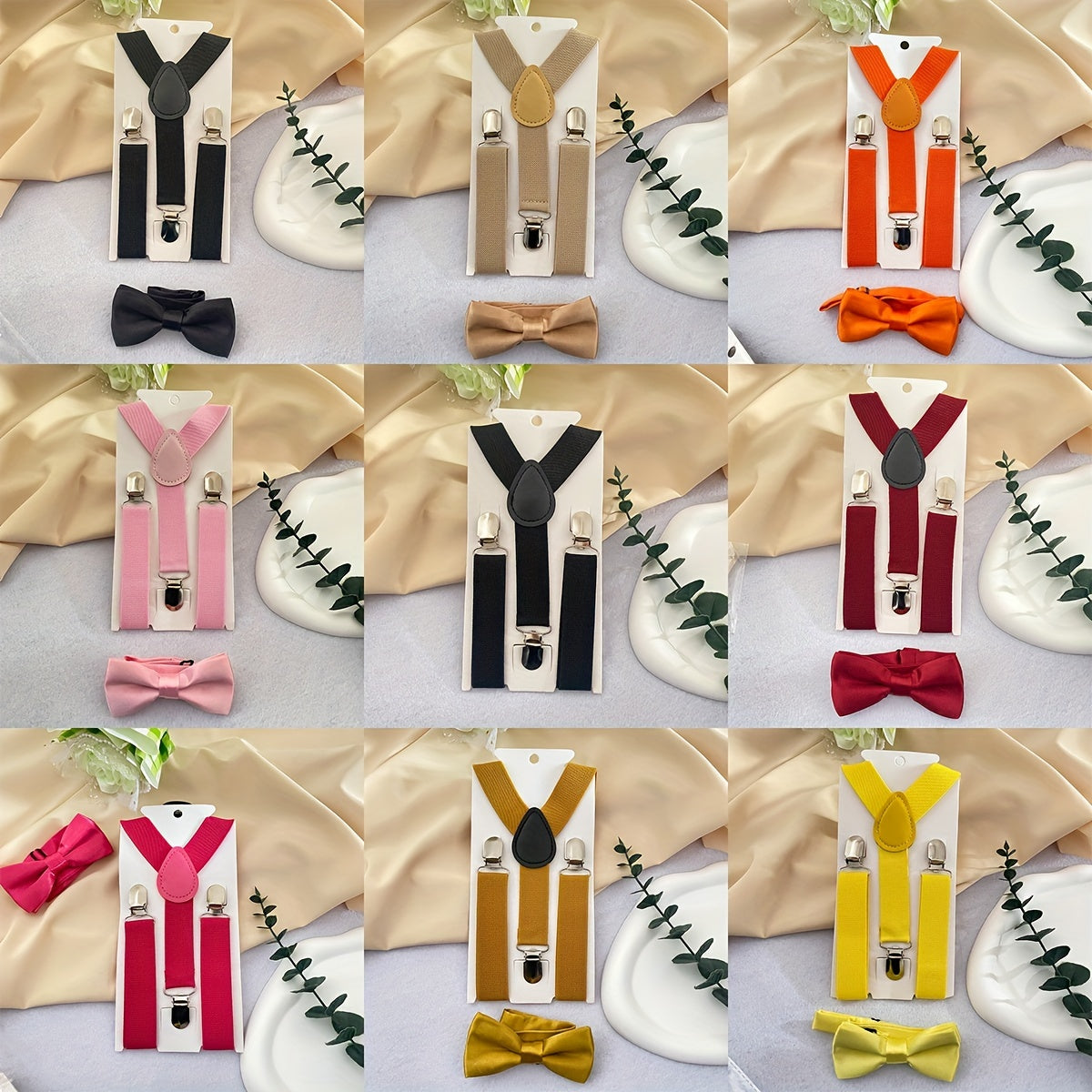 Y-Back Elastic Suspenders & Bow Tie Set for Kids