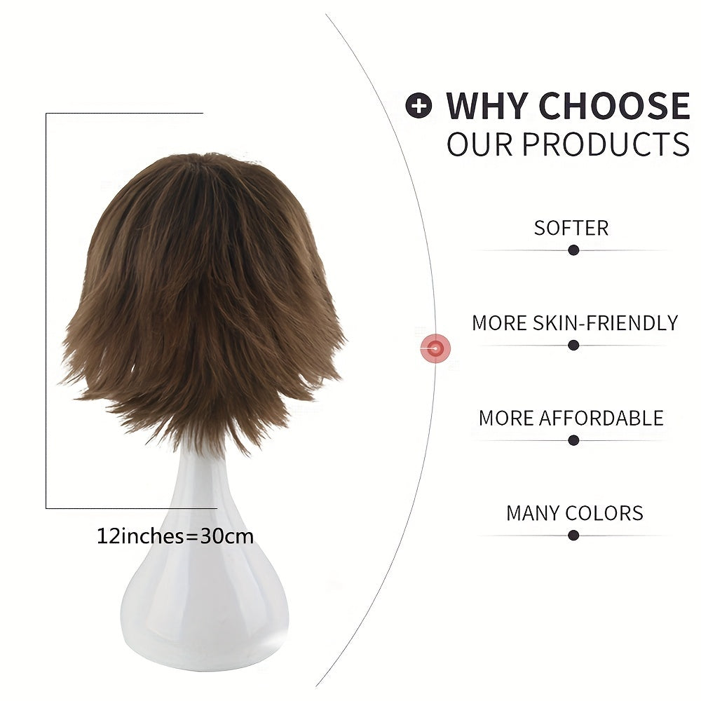 Men's 12 Inch Brown Anime Costume Wig 30 48 Cm Men's Role playing Wig