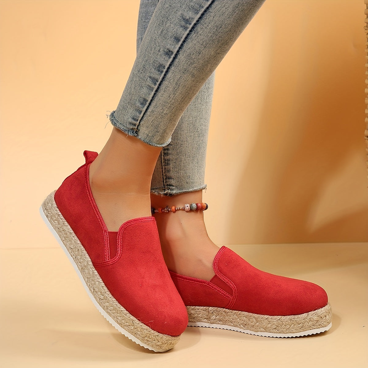 Women's Platform Espadrille Loafers Slip On Shoes