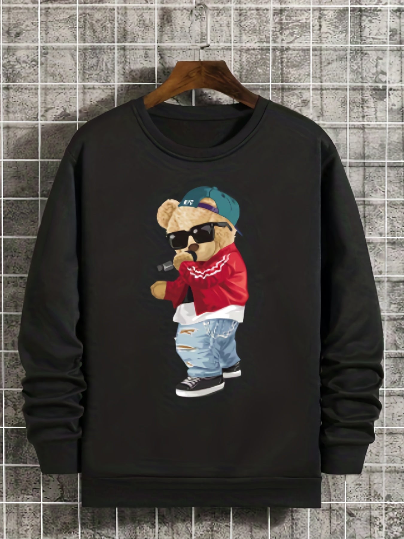 Bear Series Print Boys Casual Long Sleeve Sweatshirt