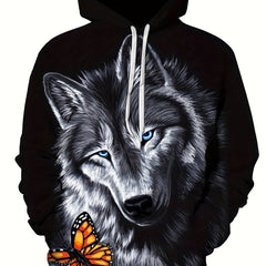Wolf 3D Print Hoodie Men Graphic Hooded Pullover Autumn Winter
