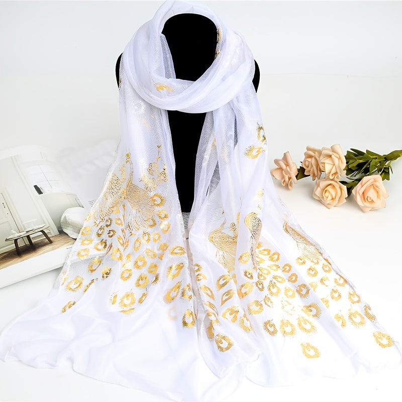 Hot Stamping Peacock Pattern Scarf Solid Scarf Womens Winter Scarf Soft Scarf