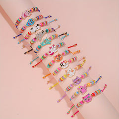 12pcs Girls Adjustable Animal Rainbow Heart Bracelets Kids Accessories