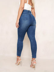 Ripped Holes Skinny Jeans Distressed Slim Fit Denim Pants