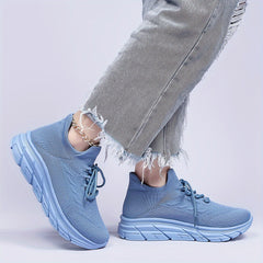 Knit Weaving Platform Sneakers Lightweight Running Shoes