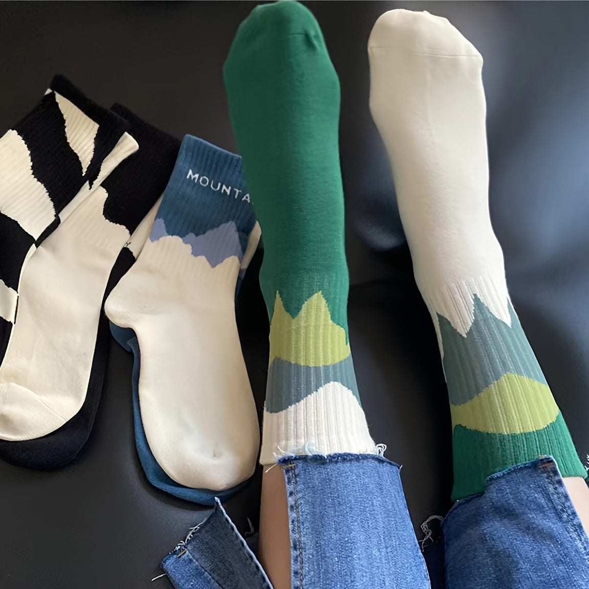 4 Pairs Crew Socks Spring Autumn Outdoor Sports Warm Socks