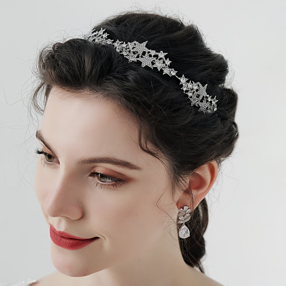 Crystal Stars Alloy Tiaras Crown for Women Prom Hair Accessories