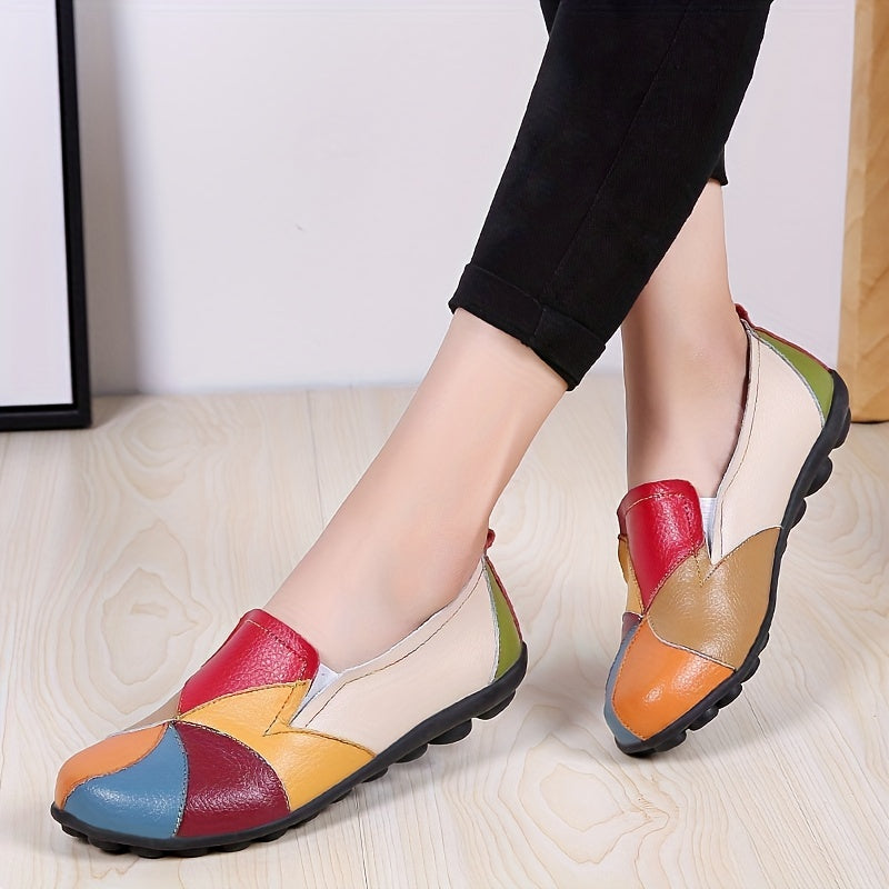 Women's Colorblock Flat Shoes Soft Sole Slip On Casual Anti slip Flats