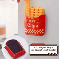 12pcs Fries Shaped Magnetic Snack Clips Box