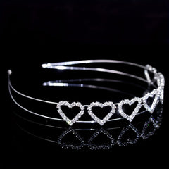 Heart Rhinestone Double Hair Band Bridal Wedding Headdress