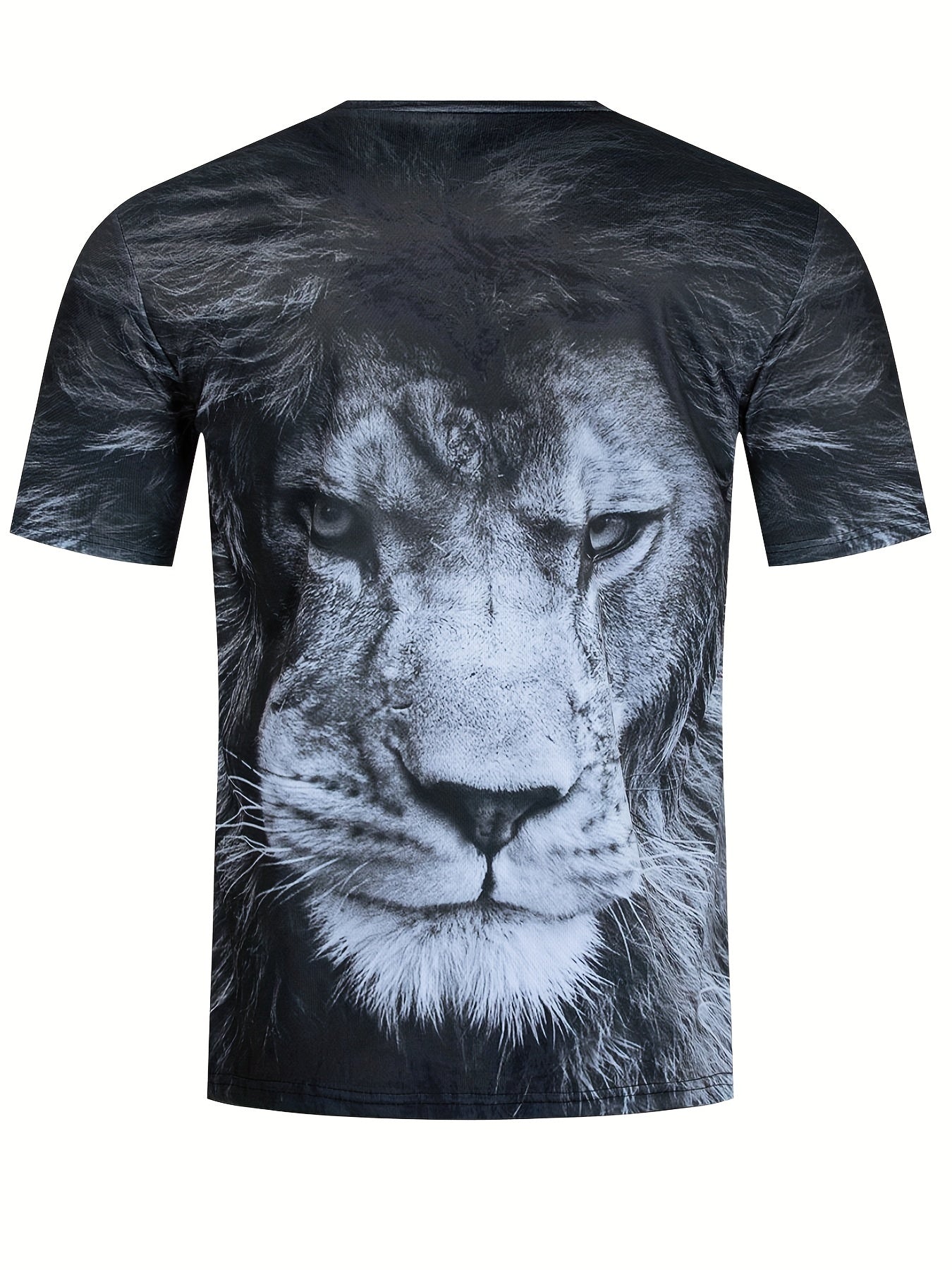 3D Lion Print T-Shirt for Men, Crew Neck Tee for Summer