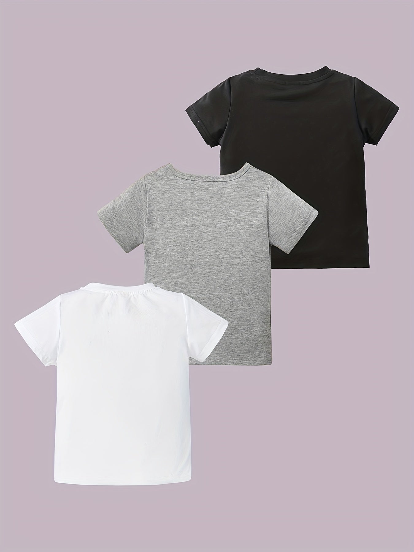 3pcs Toddler Girl's Short Sleeve Summer T Shirts Crew Neck Basic Tee Set