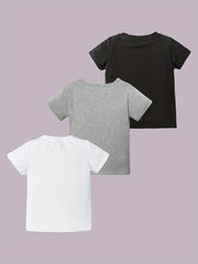 3pcs Toddler Girl's Short Sleeve Summer T Shirts Crew Neck Basic Tee Set