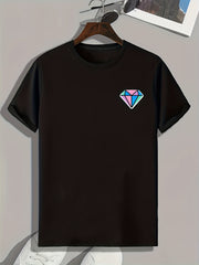 Diamond Print Men's Comfy T-shirt Active Stretch Tee for Outdoor Summer
