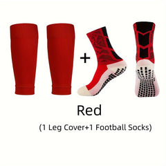 Men's Breathable Fitness Football Leg Cover & Anti Slip Socks
