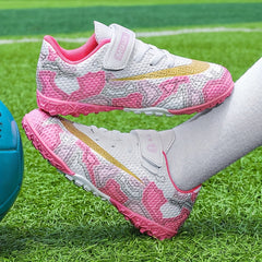 Girl's Turf Football Boots With Rotating Buckle Anti-Skid TF Soccer Cleats