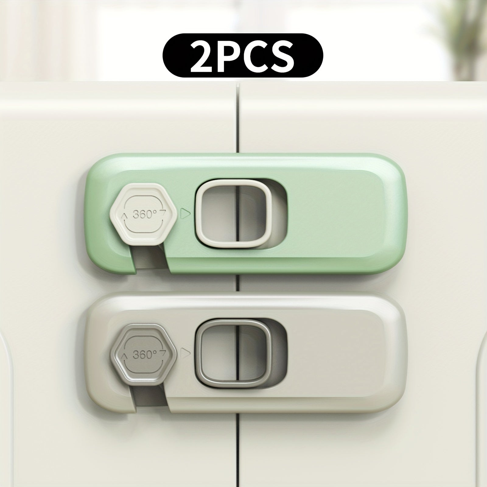 2pcs Child Safety Locks, No Drilling, Kitchen Drawer & Cabinet